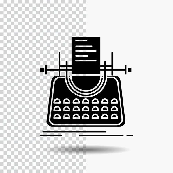 Статья Блог Рассказ Пишущая Машинка Писатель Глиф Икона Прозрачном Фоне — стоковый вектор