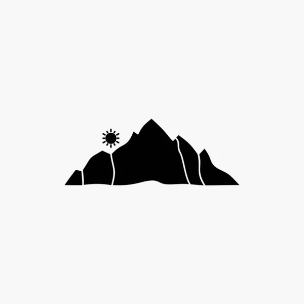 Hill Landschap Natuur Berg Scène Glyph Pictogram Vectorillustratie Geïsoleerd — Stockvector