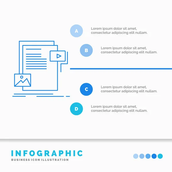 Data Document File Media Website Infographics Template Website Presentation Línea — Vector de stock