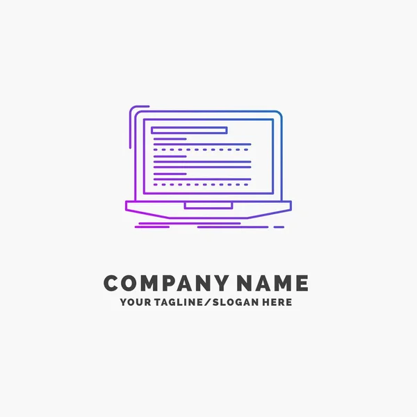 Code Codering Computer Monoblock Laptop Paarse Business Logo Template Plaats — Stockvector