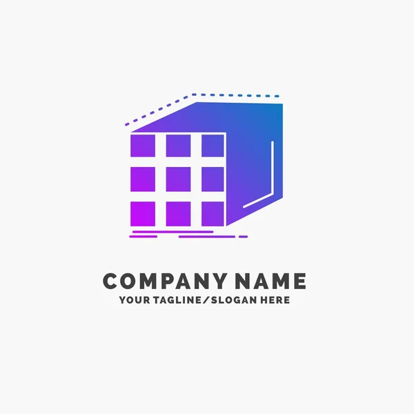 Astratto Aggregazione Cubo Dimensionale Matrice Purple Business Logo Template Luogo — Vettoriale Stock