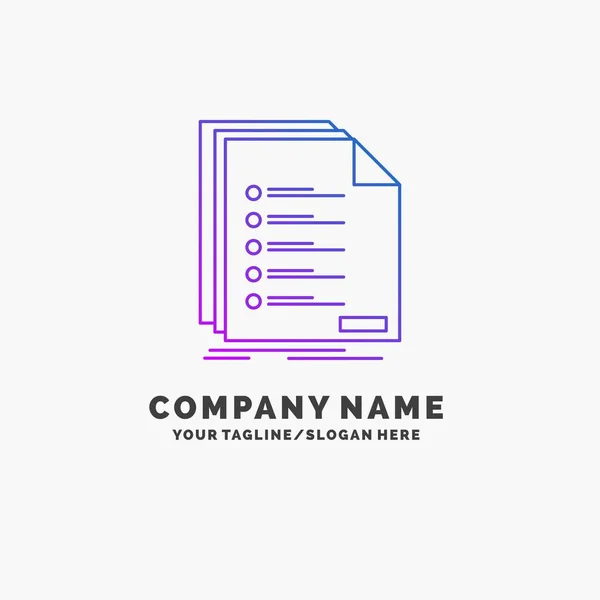 Cheque Arquivamento Lista Listagem Registro Purple Business Logo Template Lugar —  Vetores de Stock