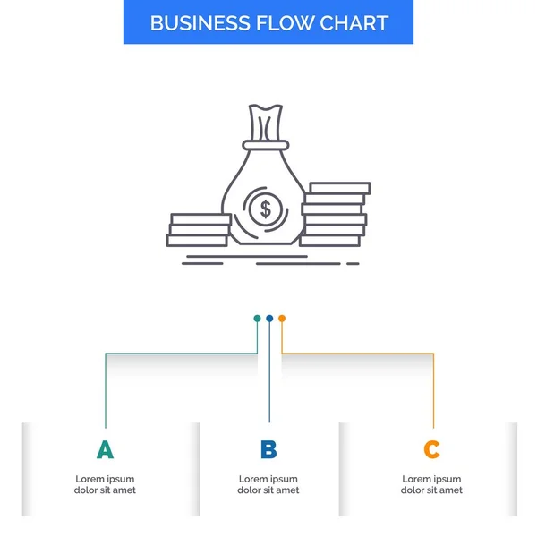 Acumulación Bolsa Inversión Préstamo Dinero Diseño Diagrama Flujo Negocios Con — Archivo Imágenes Vectoriales