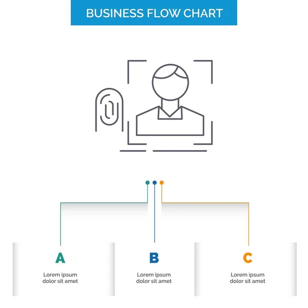 Dedo Impressão Digital Reconhecimento Digitalização Digitalização Business Flow Chart Design —  Vetores de Stock