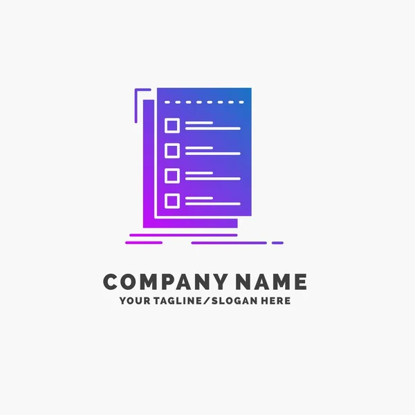 Check Checklist List Task Purple Business Logo Template Place Tagline — Stock Vector