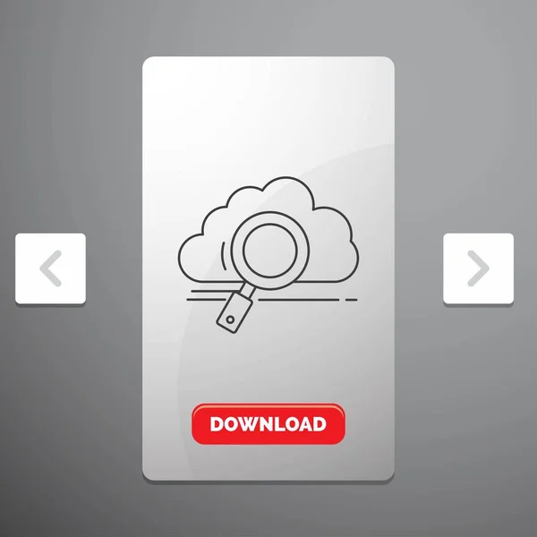 Cloud Suche Speicherung Technologie Rechenzeilensymbol Karussell Schieberegler Design Roter Download — Stockvektor