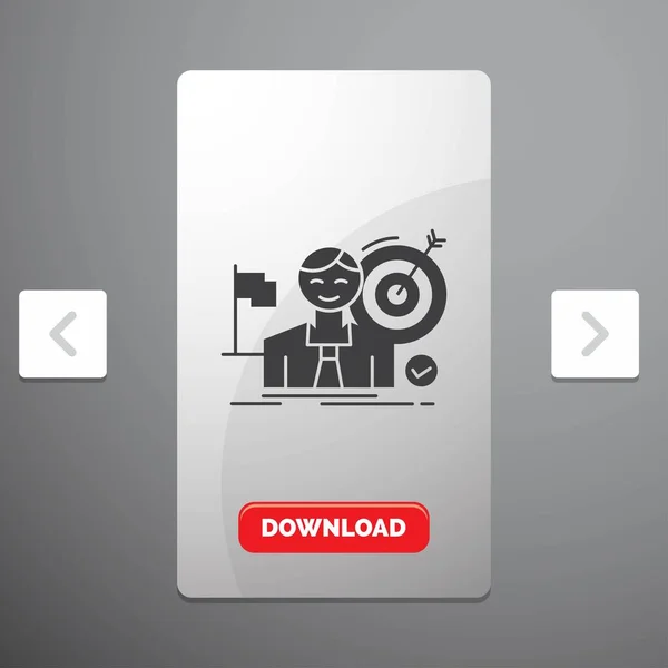 Negocio Objetivo Golpe Mercado Éxito Glifo Icono Paginación Carrusel Slider — Vector de stock