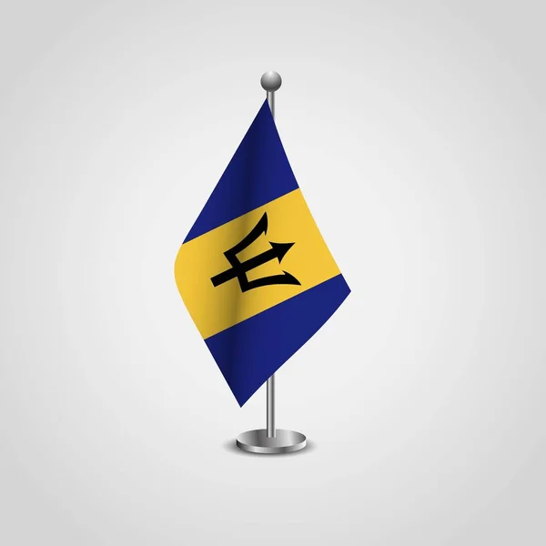 Barbados Flag Pole Illustration — Stock Vector