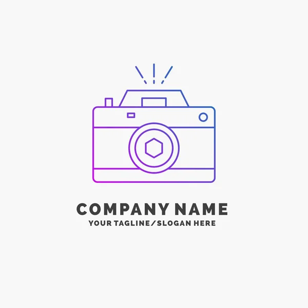 Camera Photography Capture Photo Aperture Purple Business Logo Template Place — Stock Vector