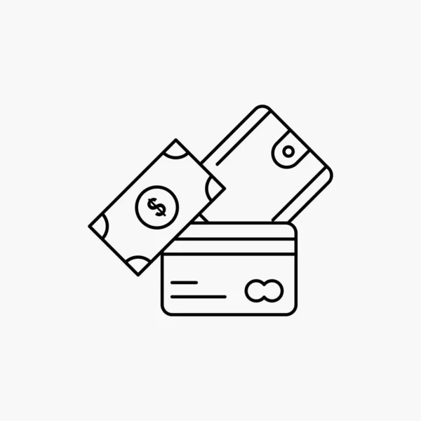 Carte Crédit Argent Monnaie Dollar Portefeuille Line Icon Illustration Vectorielle — Image vectorielle