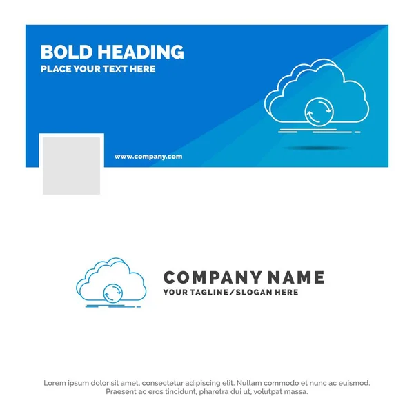 Blue Business Logo Template Cloud Syncing Sync Data Synchronization Facebook — Stock Vector