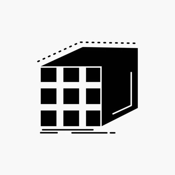 Abstrakt Aggregation Würfel Dimensionen Matrix Glyphen Symbol Vektor Isolierte Abbildung — Stockvektor