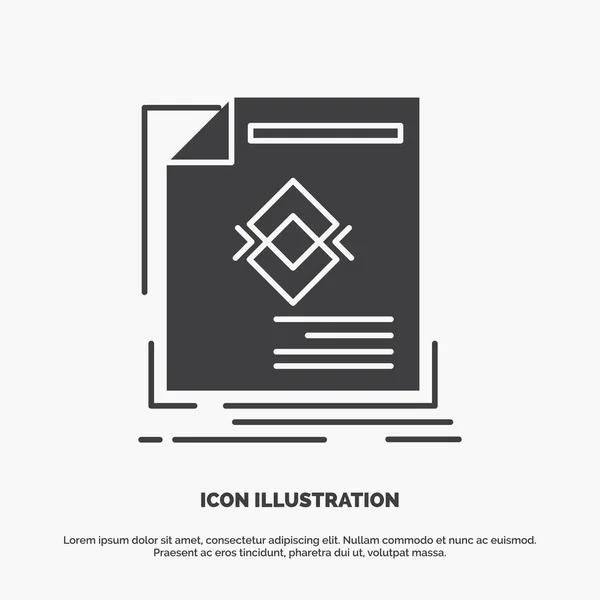 Advertisement Leaflet Magazine Page Icon Glyph Vector Gray Symbol Website — Stock Vector