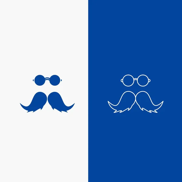 Mustasch Hipster Movember Hane Män Linje Och Glyph Webben Knappen — Stock vektor