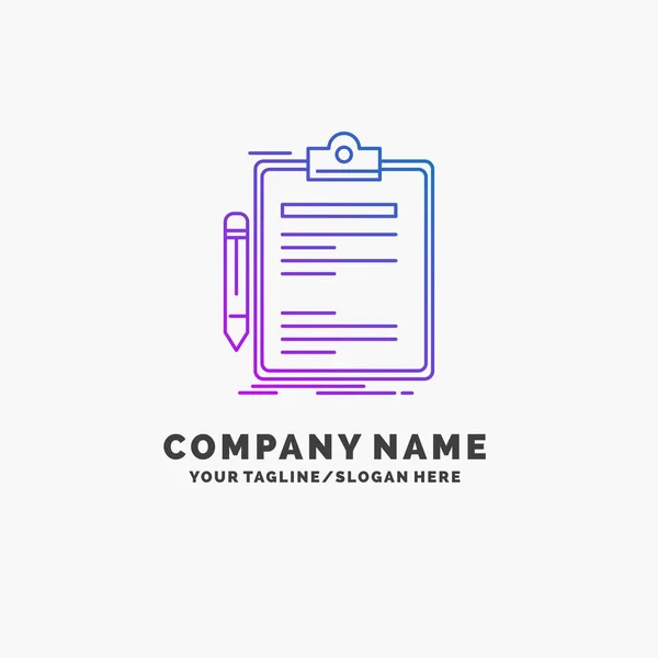 Contratto Controllo Business Fatto Clip Board Purple Business Logo Template — Vettoriale Stock