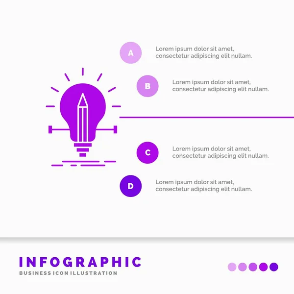 Bulb Creative Solution Light Pencil Infographics Template Website Presentation Glyph — Stock Vector