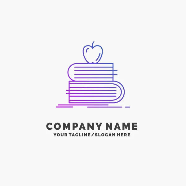 Volver Escuela Escuela Estudiante Libros Apple Purple Business Logo Template — Vector de stock