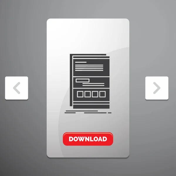 ブラウザー インターネット ページ 大酒盛り改ページ調整スライダー設計 赤いダウンロード ボタンで応答のグリフ アイコン — ストックベクタ