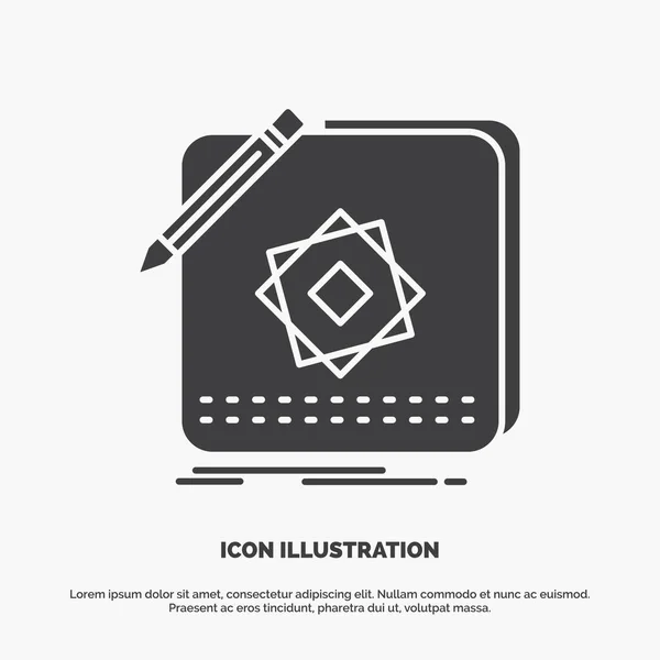 Conception App Logo Application Design Icône Symbole Gris Vectoriel Glyphe — Image vectorielle