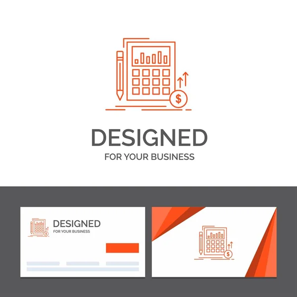 Шаблон Бізнес Логотипу Обчислення Даних Фінансових Інвестиційних Ринкових Оранжеві Візитні — стоковий вектор