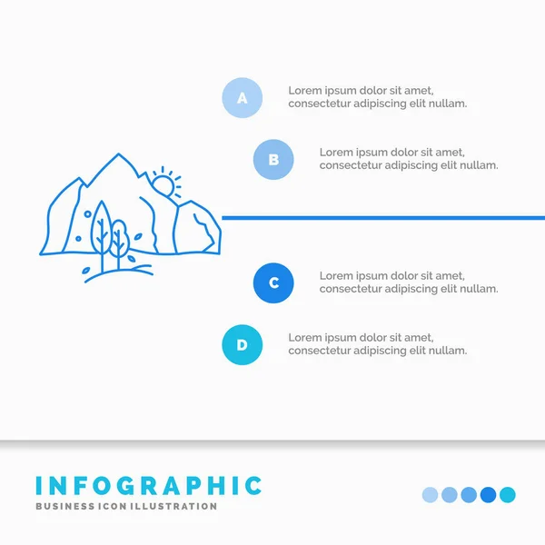 Hill Landscape Nature Mountain Tree Infographics Template Website Presentation Ícone — Vetor de Stock