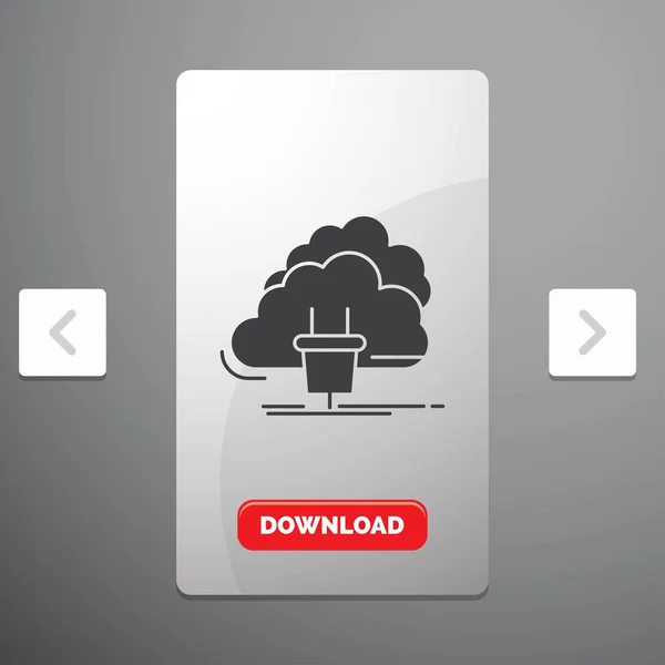 Cloud Verbindung Energie Netzwerk Power Glyph Symbol Karussell Schieberegler Design — Stockvektor