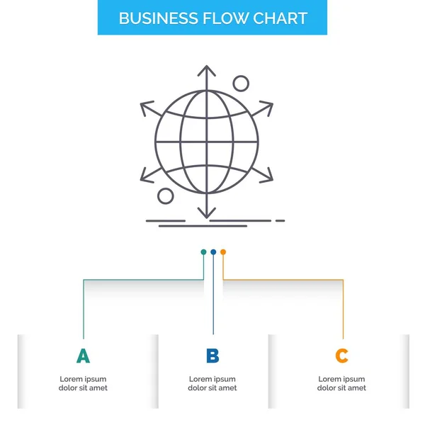 Business International Net Network Web Business Flow Chart Design Steps — Stock Vector