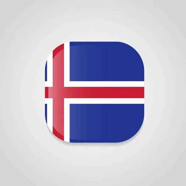 Islandia Diseño Bandera Botón Redondo — Vector de stock