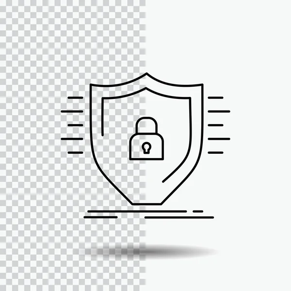 Defence Firewall Protection Safety Shield Line Icon Transparent Background Black — Stock Vector