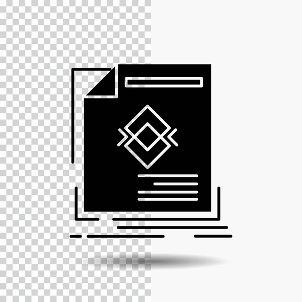 Реклама Листовка Журнал Страница Glyph Icon Прозрачном Фоне Черная Икона — стоковый вектор