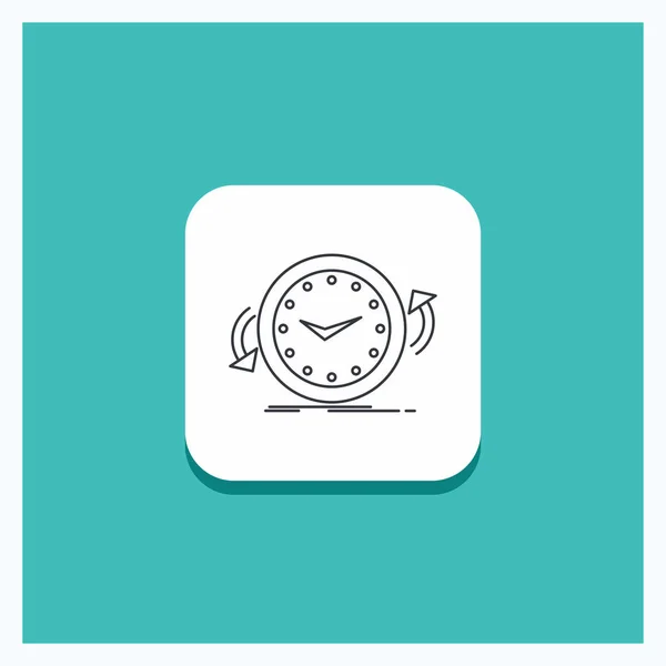 Runde Taste Für Backup Uhr Uhrzeigersinn Zähler Zeitleiste Symbol Türkisfarbenen — Stockvektor