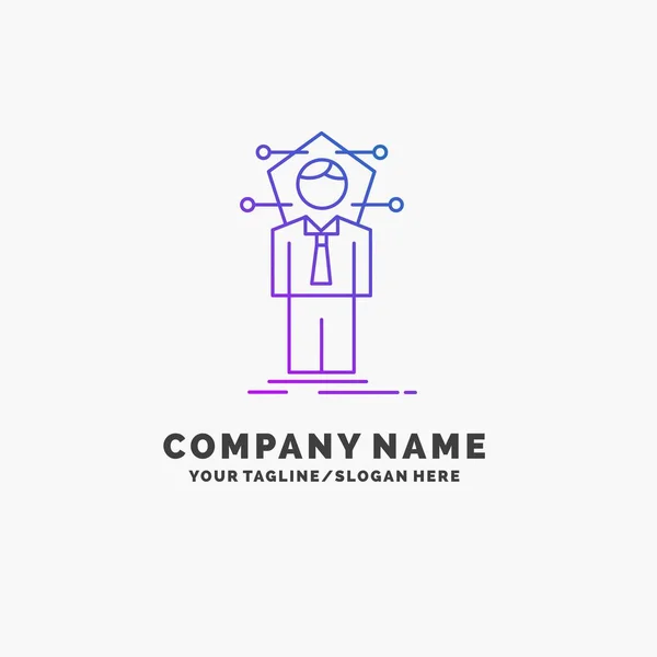 Business Connessione Umano Rete Soluzione Purple Business Logo Template Luogo — Vettoriale Stock