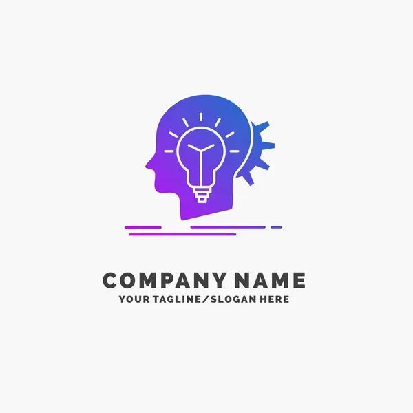 Creativo Creatividad Cabeza Idea Pensamiento Purple Business Logo Template Lugar — Vector de stock