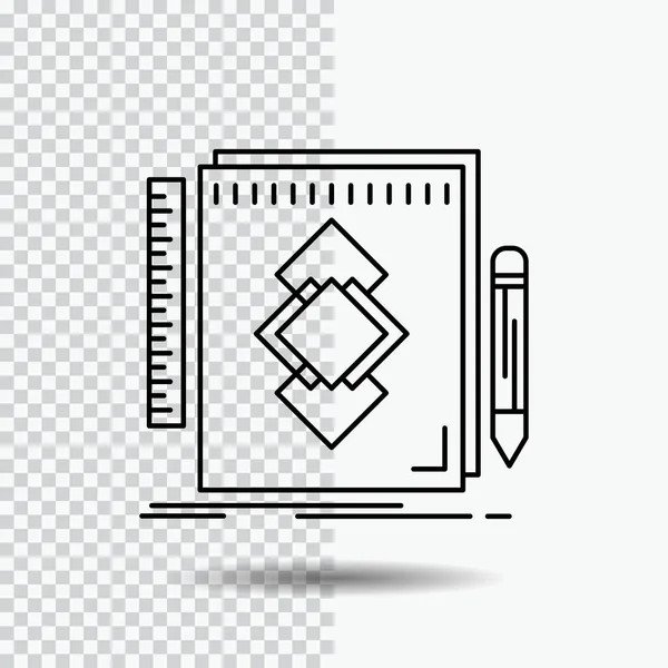 Design Tool Identity Draw Development Line Icon Transparent Background Illustrazione — Vettoriale Stock