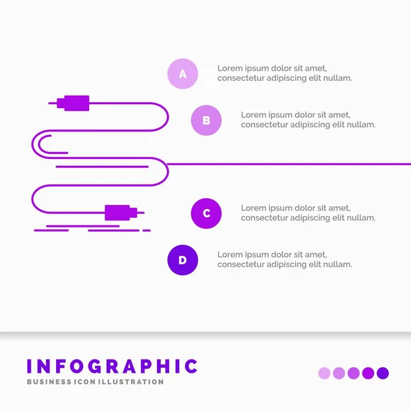 Áudio Cabo Cabo Som Fio Infográficos Modelo Para Site Apresentação — Vetor de Stock