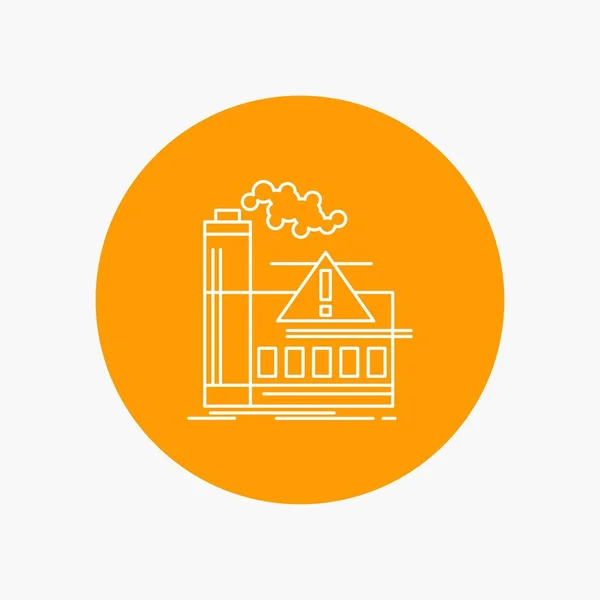 Umweltverschmutzung Fabrik Luft Alarm Industrie Weiße Linie Symbol Kreis Hintergrund — Stockvektor