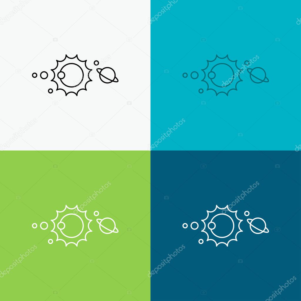 solar, system, universe, solar system, astronomy Icon Over Various Background. Line style design, designed for web and app. Eps 10 vector illustration