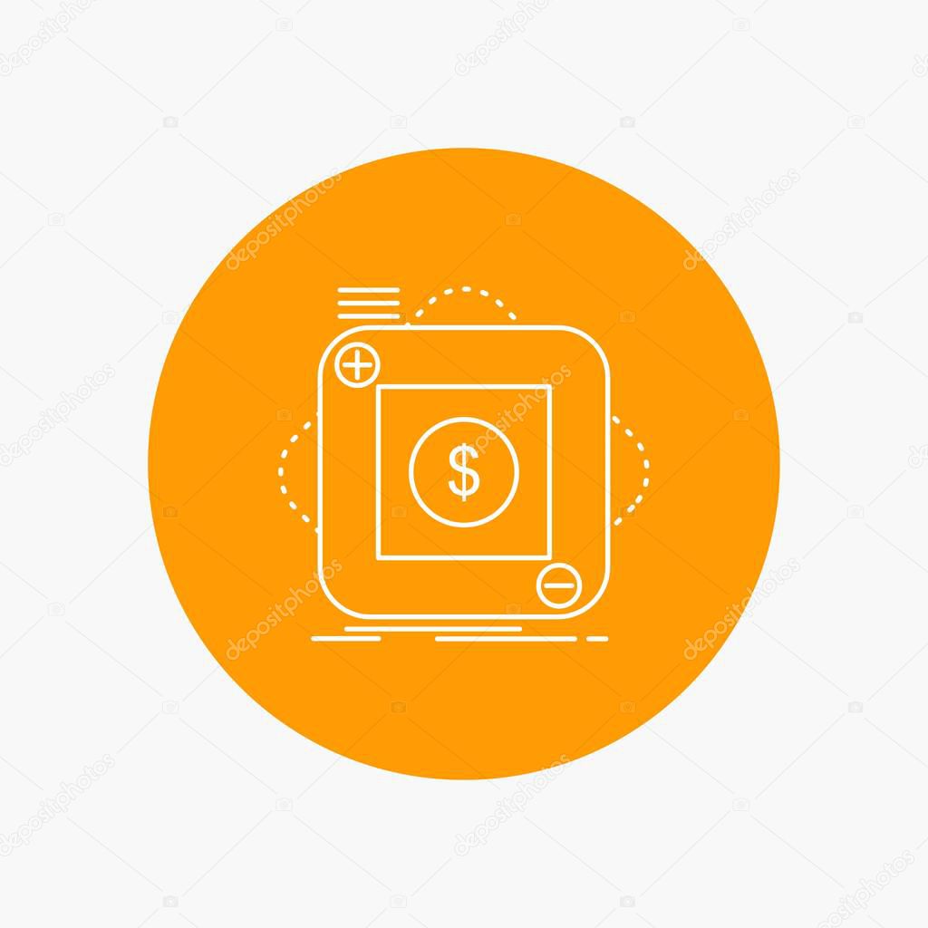 purchase, store, app, application, mobile White Line Icon in Circle background. vector icon illustration