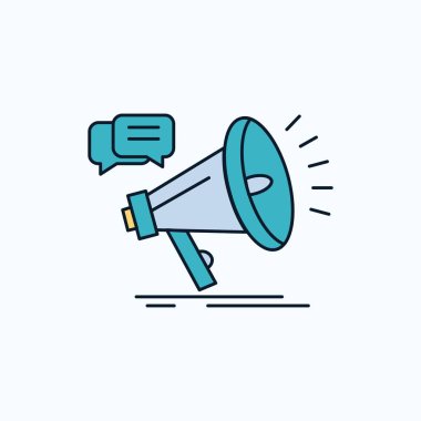 marketing, megaphone, announcement, promo, promotion Flat Icon. green and Yellow sign and symbols for website and Mobile appliation. vector illustration