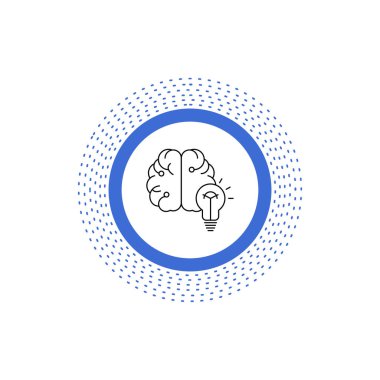 fikir, iş, beyin, zihin, ampul satırı simgesi. İzole vektör çizim