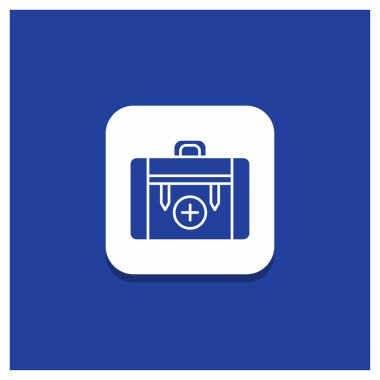 Çanta, kamp, sağlık, yürüyüş, Bagaj glif simgesi mavi yuvarlak düğmesi