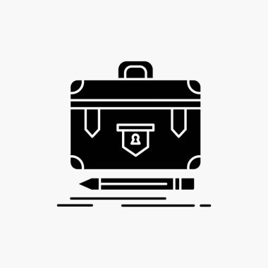 Evrak çantası, ekonomi, finans, yönetim, Portföy glif simgesi. İzole vektör çizim