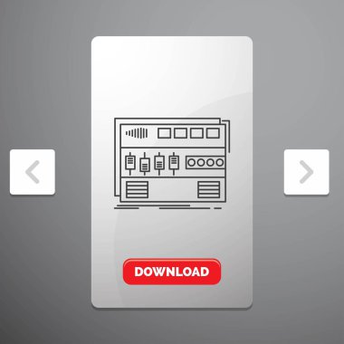 Audio, mastering, module, rackmount, sound Line Icon in Carousal Pagination Slider Design & Red Download Button