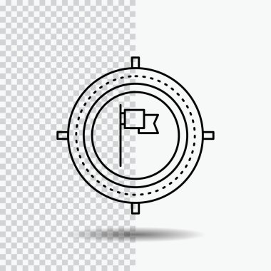 Amaç, iş, son tarih, bayrak, satırı simgesi şeffaf arka plan üzerinde odaklanmak. Siyah simge vektör çizim