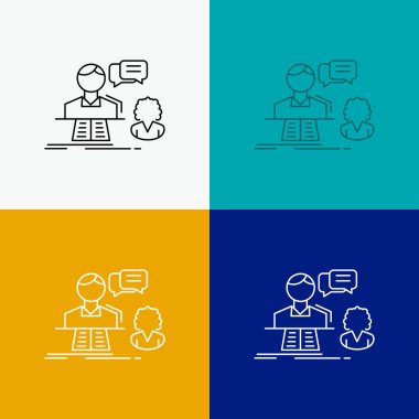Danışma, sohbet, cevap, iletişim, simgesi üzerinde çeşitli arka planını destekleyecek. Çizgi stili tasarım, Web ve uygulama Eps 10 vektör çizim için tasarlanmış