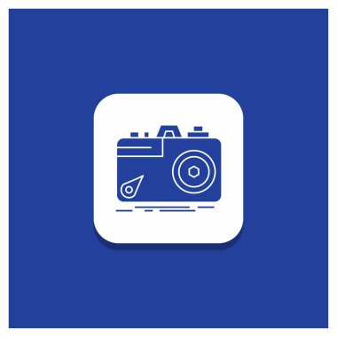 Kamera, fotoğraf, yakalama, fotoğraf, diyafram glif simgesi için mavi yuvarlak düğmesi
