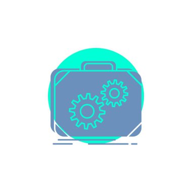 Evrak çantası, servis talebi, üretim, ilerleme, işe glif simgesi.