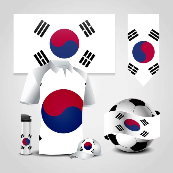 Sydkorea Land Flagga Plats Shirt Tändare Fotboll Fotboll Och Sport — Stock vektor