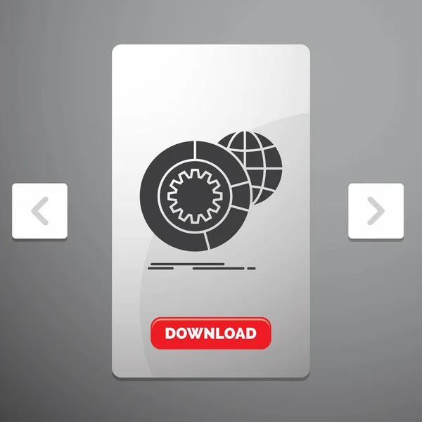 데이터 데이터 글로브 서비스 페이지 슬라이더 디자인 다운로드 버튼에 아이콘 — 스톡 벡터