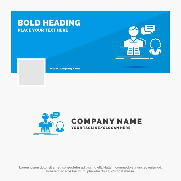 Blue Business Logo Plantilla Para Consulta Chat Respuesta Contacto Soporte — Archivo Imágenes Vectoriales